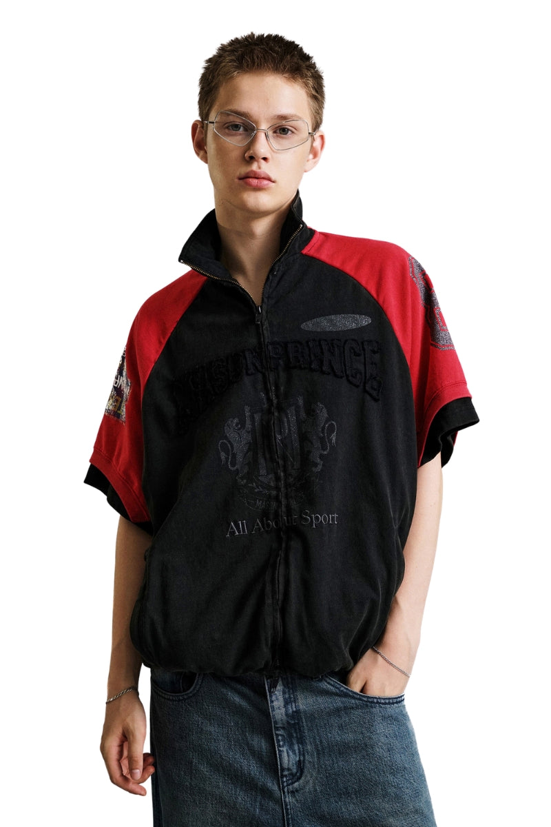 MASONPRINCE Retro Patchwork Print Color Block Tee