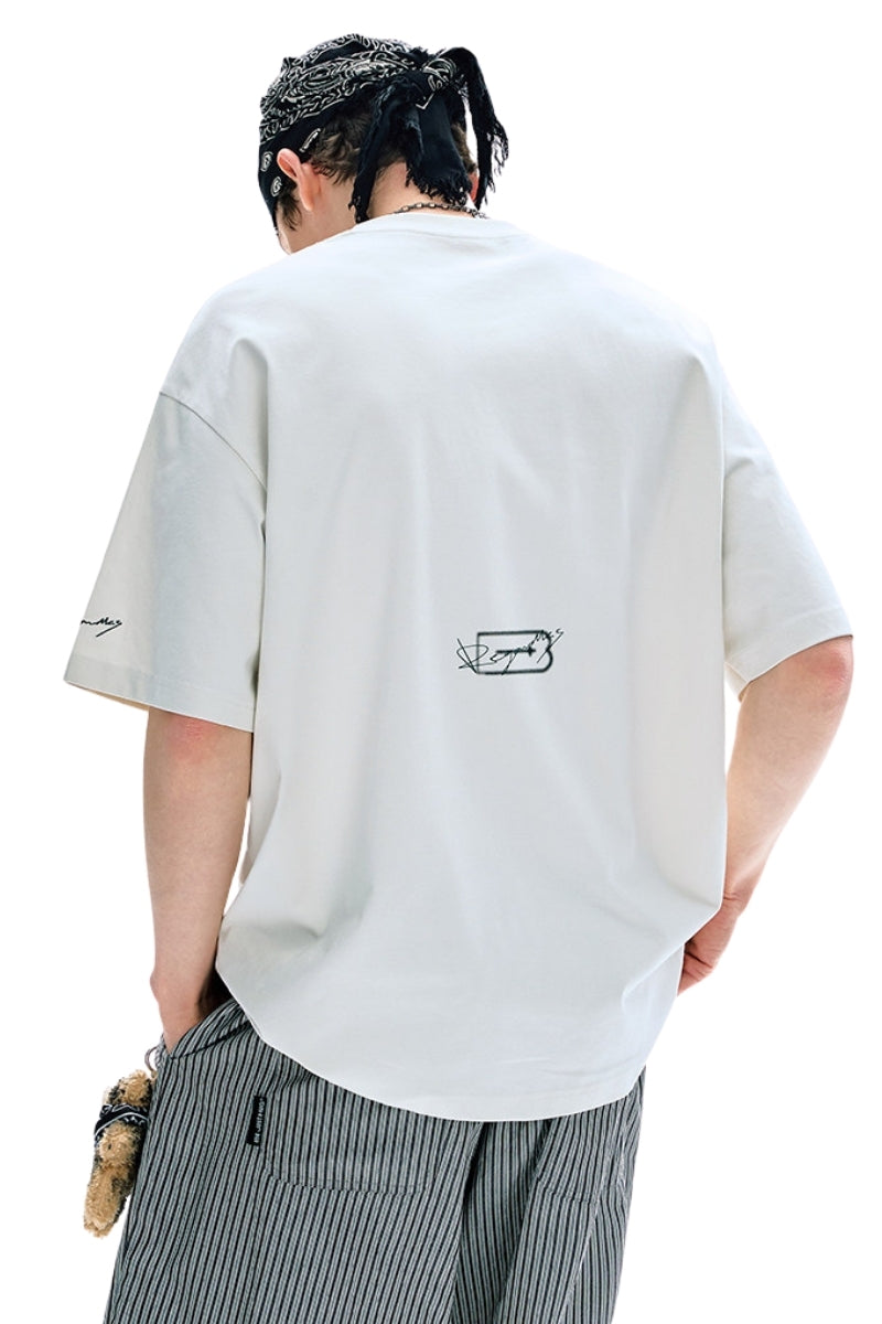 BJHG Summer Loose Couple T‑Shirt American Street Style Letter Print Short Sleeve Top