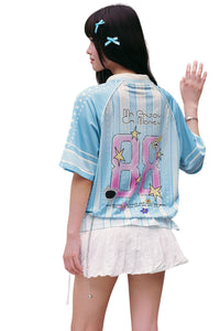 MEDM x YUY Yu Collab Print Letter Embroidery Polo Jersey Tee