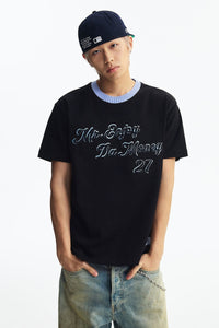 MEDM Colorful Knitted Collar T-shirt