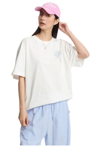 DangerousPeople｜Glow‑in‑the‑Dark Crown D‑Logo Print Cotton T‑Shirt
