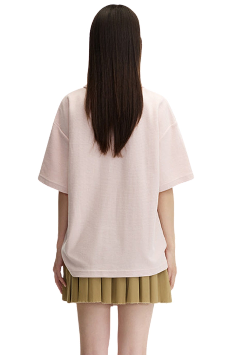 DangerousPeople DSP｜Textured Small‑Eye Graphic Boxy Fit Couple Short‑Sleeve Polo Shirt