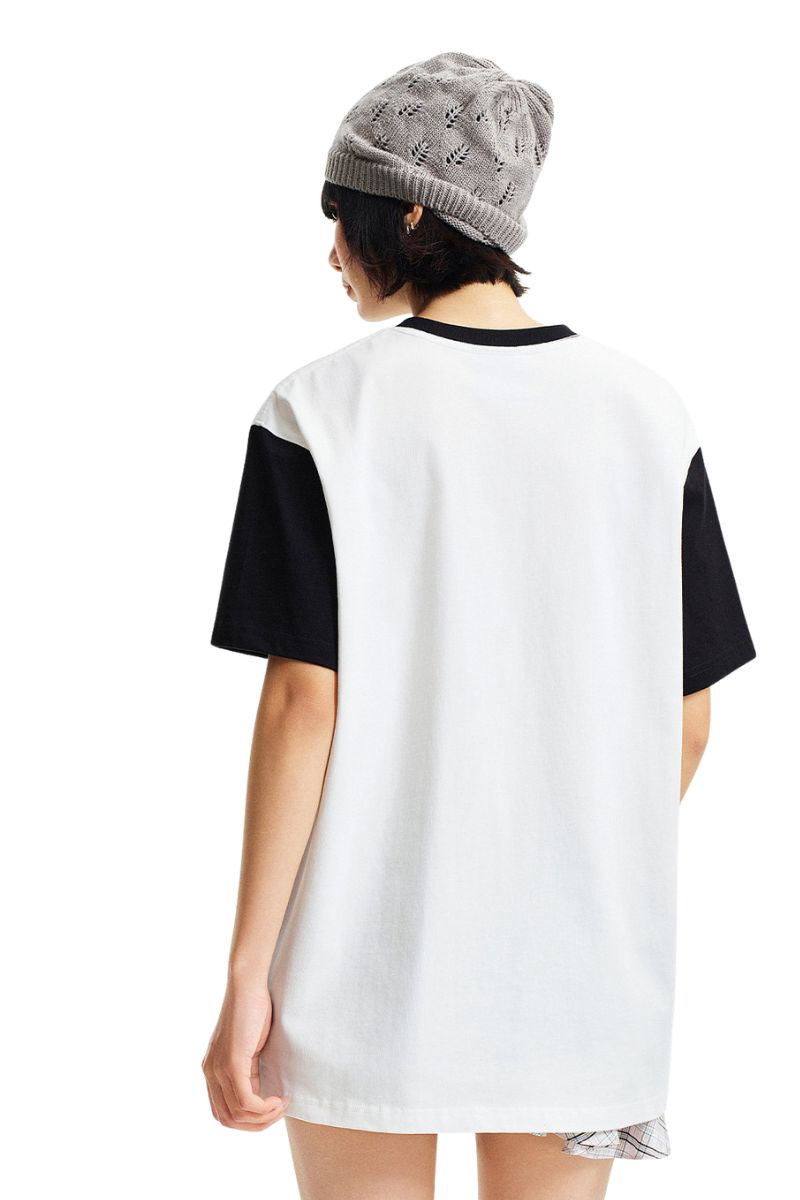 MEDM Blurry Pony Print Glitter Stars Crew Neck T-shirt