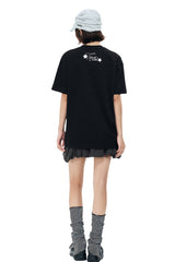 MEDM Pearl Beaded Star Patch Logo Couple Tee