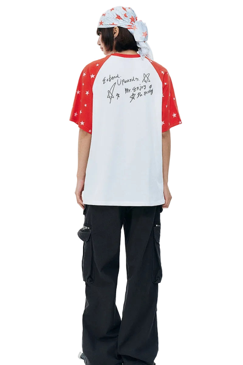 MEDM Graffiti Star Print Raglan Tee