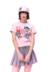 BJHG X Powerpuff Girls Women Fitted Short‑Sleeve T‑Shirt Summer Streetwear Top