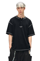 BJHG Waffle Knit Short‑Sleeve T‑Shirt American Loose Unisex Summer Tee