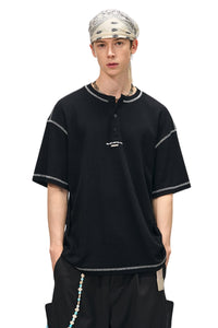 BJHG Waffle Knit Short‑Sleeve T‑Shirt American Loose Unisex Summer Tee