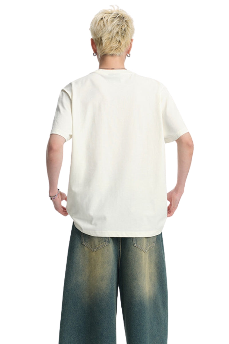 Dangerouspeople｜Popcorn Patch‑Pocket Loose Versatile T‑Shirt