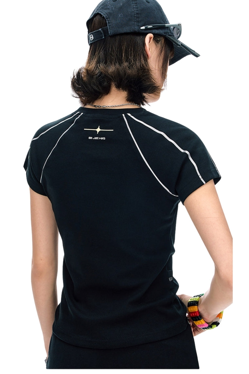 BJHG American Style Fitted Tee Women Summer New Cool‑Touch Streetwear Short Sleeve Top