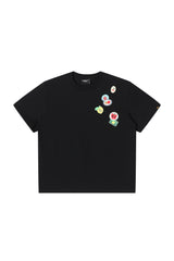 Dangerouspeople DSP Summer Fruit Badge Silver‑Foiled Print Loose Crewneck Tee