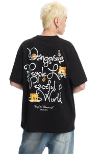 DangerousPeople DSP｜Fun Animal Paradise Graphic Oversized Drop‑Shoulder Quick‑Dry Lightweight T‑Shirt