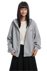 Dangerouspeople | Waffle Knit Contrast Stitch Zip Hoodie