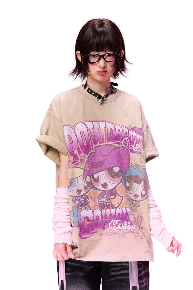 BJHG x The Powerpuff Girls Women American Cotton Tee Summer