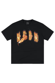 MEDM Flame Letter Logo Unisex Loose Street T-Shirt