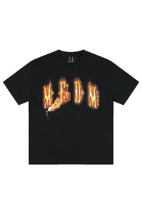 MEDM Flame Letter Logo Unisex Loose Street T-Shirt