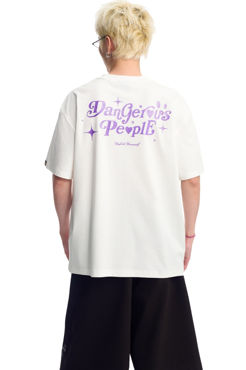 Dangerouspeople DSP Glitter Letter Print Sorona Cool‑Touch Unisex T‑Shirt