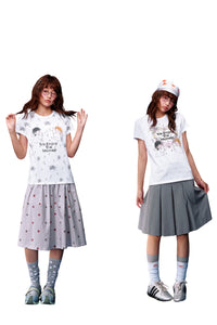 MEDM White Wreath Angel Print Polka Dot Loose Women Tee