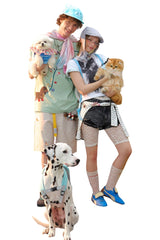 BJHG American Loose Fit Fun Dog‑Walking Print Tee | Couples Summer Short‑Sleeve Top