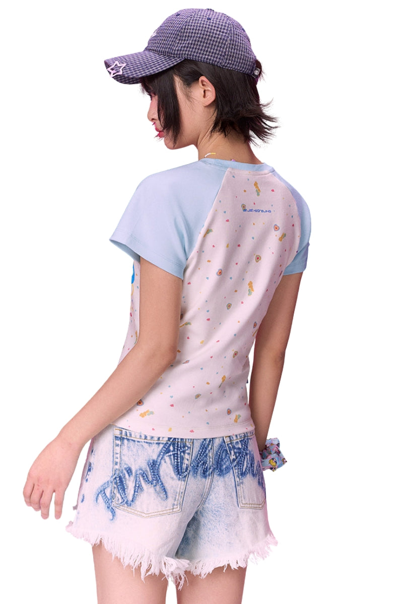 BJHG × The Powerpuff Girls Women Figure‑Flattering Graphic‑Print Short‑Sleeve Tee