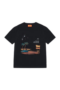 AFGK Vintage Night Print Tee Unisex American Street Loose T-shirt