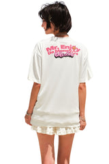 MEDM Angel Glitter Print Contrast Crew Neck Couple Tee
