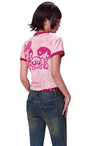 BJHG X Powerpuff Girls Fitted Crop Tee Women Summer Short Sleeve Top