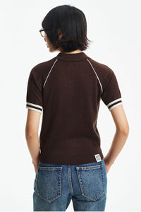 MEDM Embroidered Small LOGO Color-Block Embedded Striped Short-Sleeve POLO