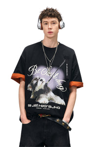 BJHG Unisex Puppy Print Couple Tee