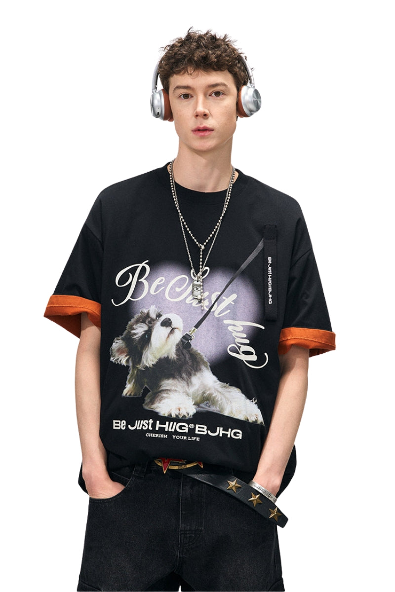 BJHG Unisex Puppy Print Couple Tee