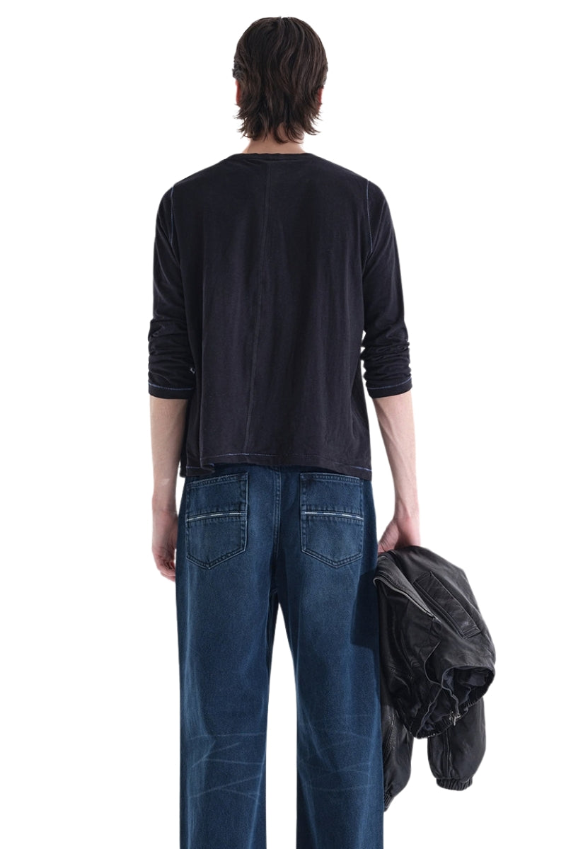 MASONPRINCE Hemp Henley Long Sleeve T-Shirt