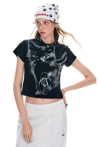 BJHG Women Cat Graphic Tee Vintage Summer Streetwear T‑Shirt