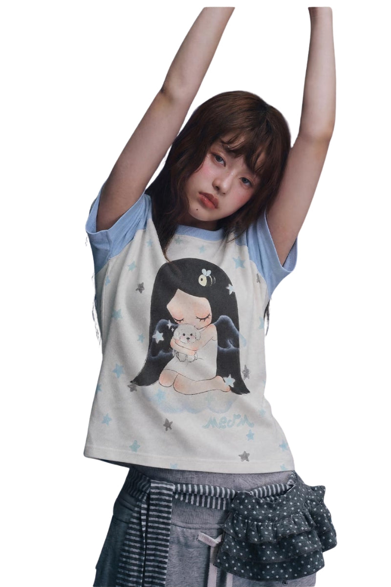 MEDM x Iria Mailbox Guardian Dog Print Women Raglan Tee