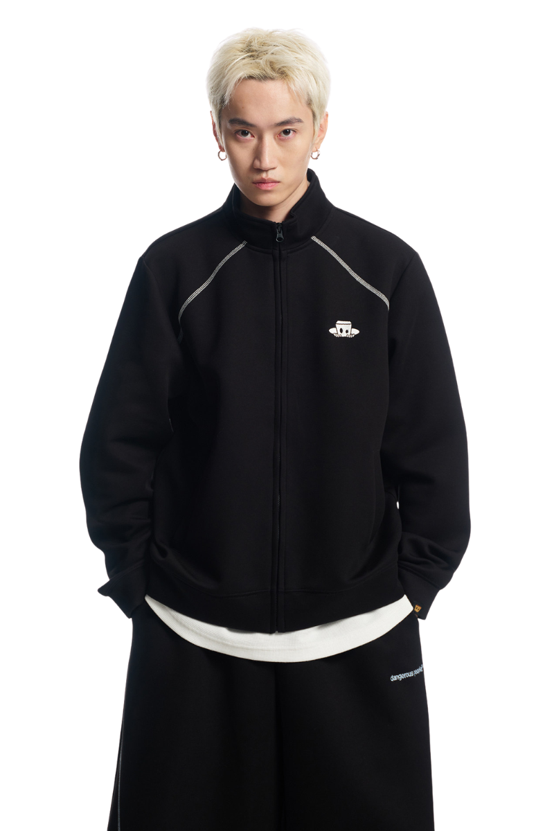 Dangerouspeople | Contrast Collar Zip Stand Collar Jacket