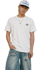 MEDM Letter Embroidery Heavyweight Basic Streetwear Tee