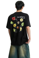 Dangerouspeople DSP Cute Mismatched Eye Fruit Print Sorona Short Sleeve Tee