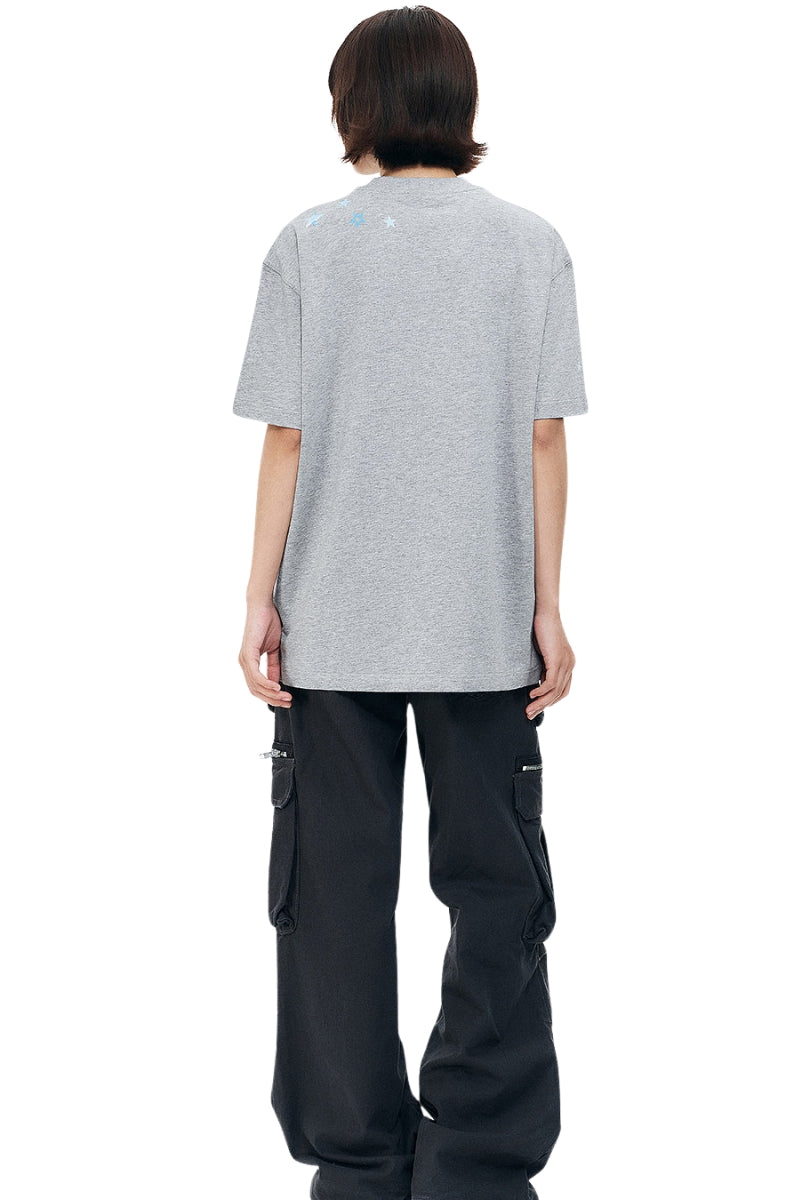 MEDM Relaxed Fit Camouflage Letter Rhinestone Streetwear Tee