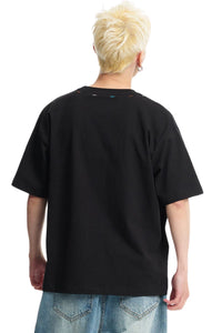 Dangerouspeople DSP Colorful Wave Embroidery 100% Cotton Loose Tee