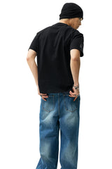 MEDM Sequin Phantom Letter Loose Crew Neck T-Shirt Unisex