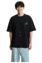 DangerousPeople DSP｜Dashed Horse Print 3D Embroidery Sorona Short‑Sleeve T‑Shirt