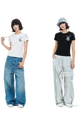 MEDM Butterfly Magnolia Embroidered Women's Tee