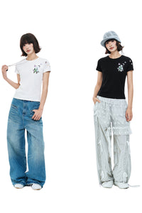 MEDM Butterfly Magnolia Embroidered Women's Tee