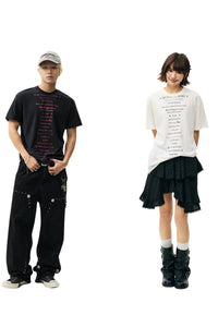 MEDM Poem Print Knit Crew Neck Unisex Tee