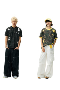 MEDM Camo Star Embroidered Loose Unisex T-Shirt