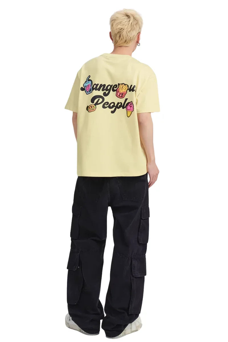 Dangerous People Playful Hamburger Foam Print Tee