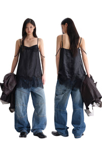 MASONPRINCE Raw Edge Lace Acetate Slip Dress