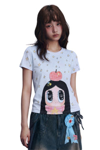 MEDM x Iria Mailbox Star Snow Lady Print Women Tee