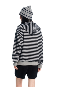 Dangerouspeople | Striped Paper Bag Man Drop Shoulder Zip Hoodie