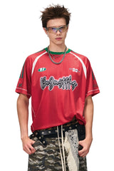 BJHG Summer Couple Jersey Retro Striped Short‑Sleeve T‑Shirt American Outdoor Street Top