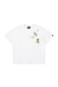Dangerouspeople DSP Summer Fruit Badge Silver‑Foiled Print Loose Crewneck Tee